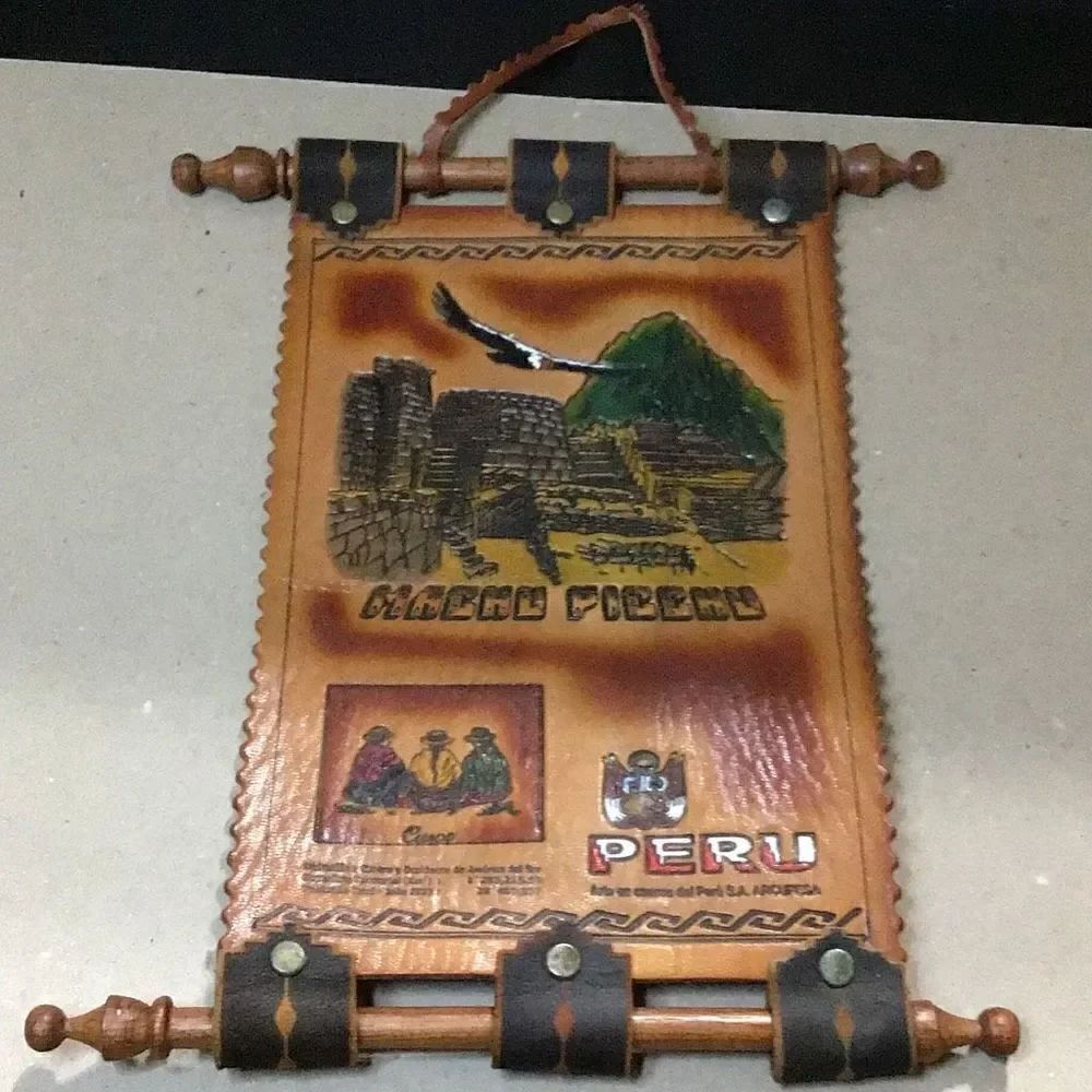 Vintage hand, tooled leather, Machu Picchu Tapestry